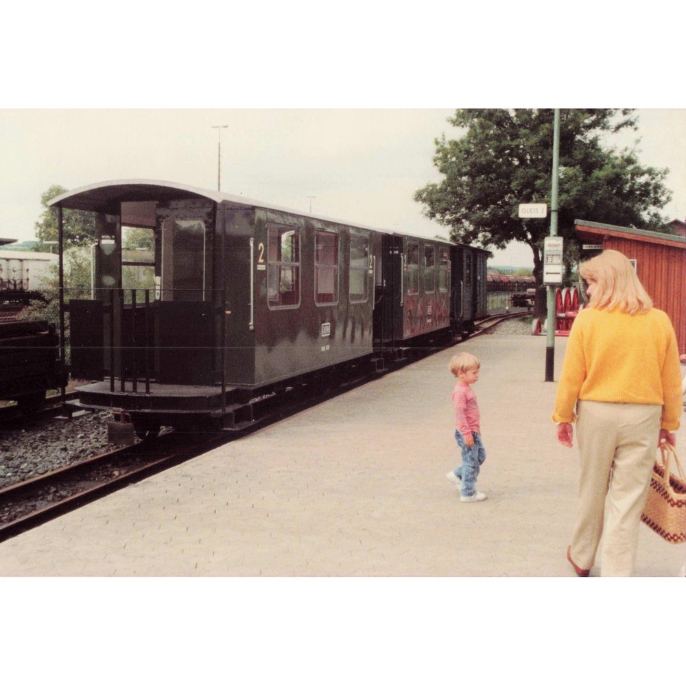 Vintage German Train Station Found Photo Snapshot Railway 1980s Agfa